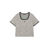 Women's Tweed-Texture Square-Neck T-Shirt
